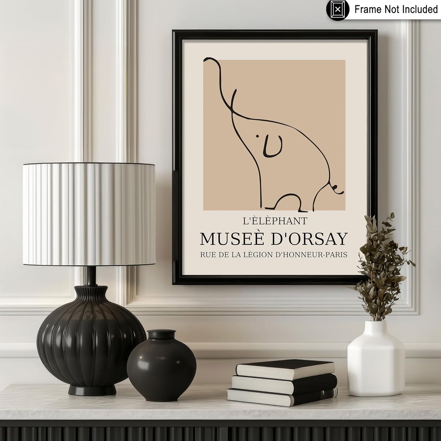 Poster Master Vintage Poster - Retro Elephant Print - Line Drawing Art - Sketch Wall Art - Gift for Boys & Girls - Cute Wall Decor for Bedroom, Kid's Room or Nursery - 16x20 UNFRAMED Wall Art