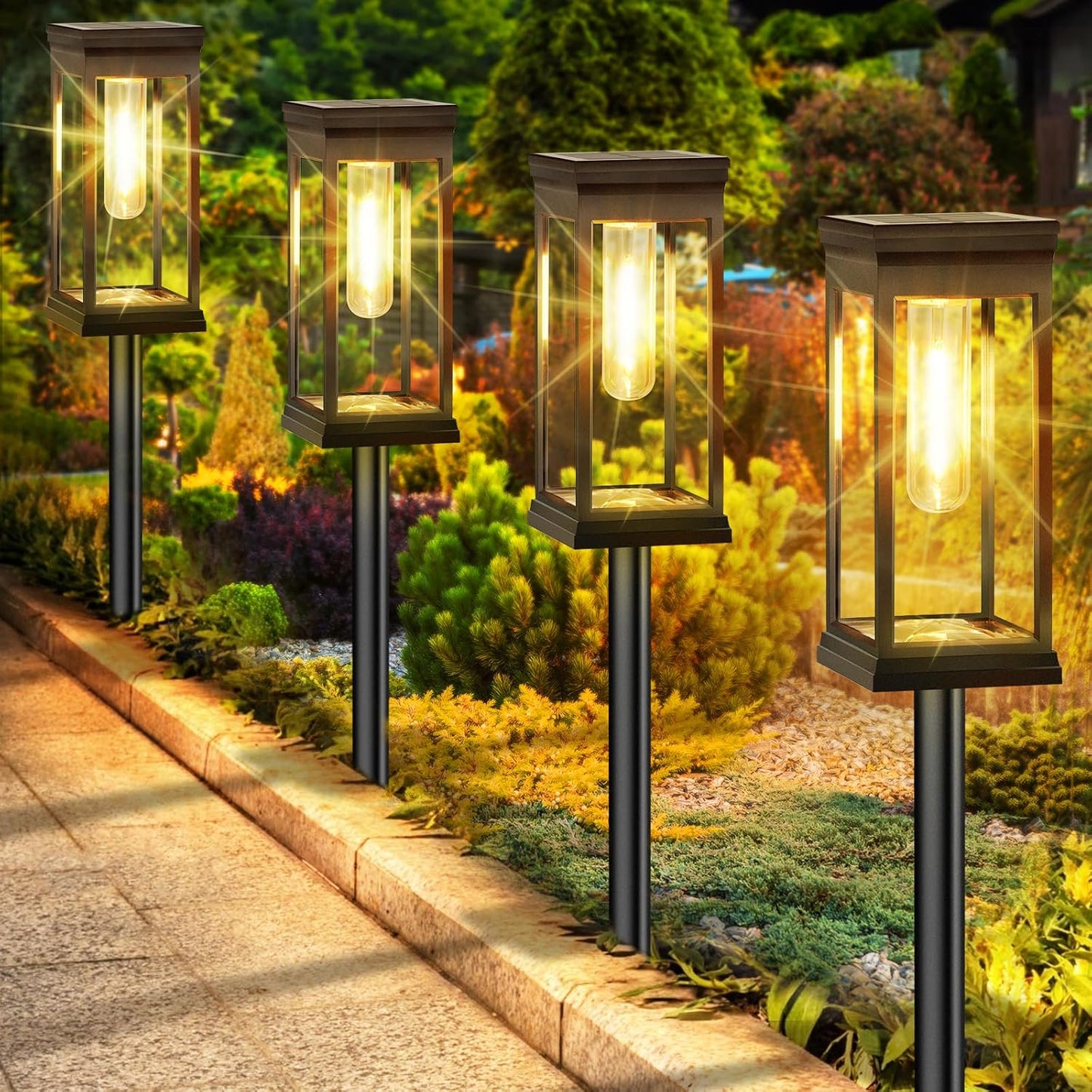 BesLowe 【Upgraded】 Solar Pathway Lights Outdoor, 6-Pack Large LED Solar Light Outdoor Waterproof, Super Bright Outside Lights for Yard, Sun-Powered Landscape Lighting for Garden Walkway, Warm White