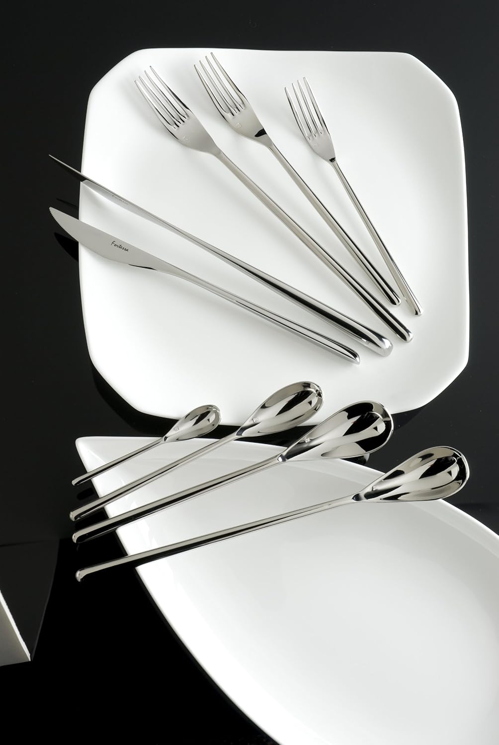 FORTESSA Dragonfly 18/10 Stainless Steel Flatware, 20 Piece Place Setting With Table Knives, Forks and Spoons (Service For 4), Dishwasher Safe, Polished