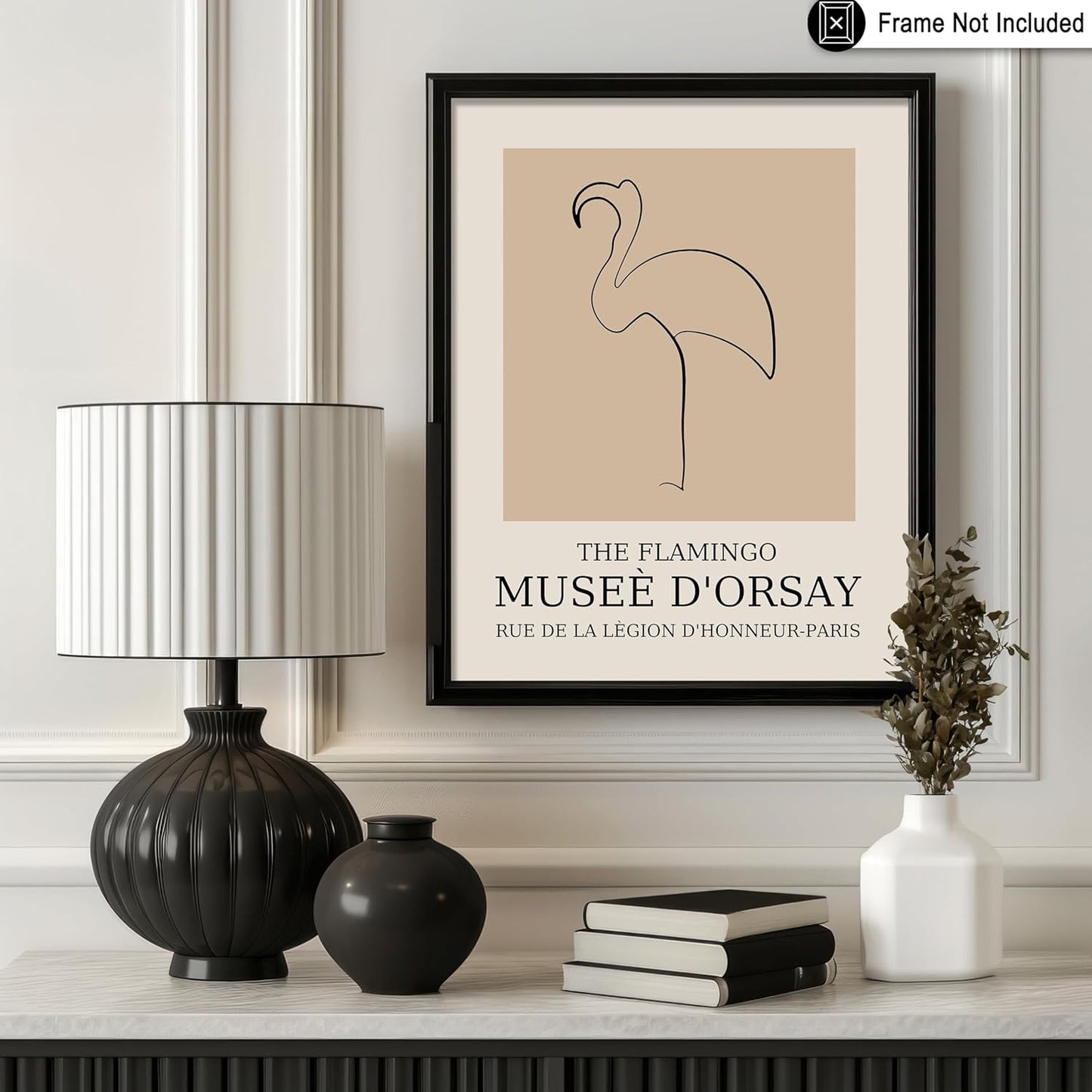 Poster Master Vintage Flamingo Print - Retro Bird Poster - Line Drawing Art - Sketch Wall Design - Gift for Boys, Girls & Animal Lover - Decor for Kids Room or Nursery - 8x10 UNFRAMED Wall Art