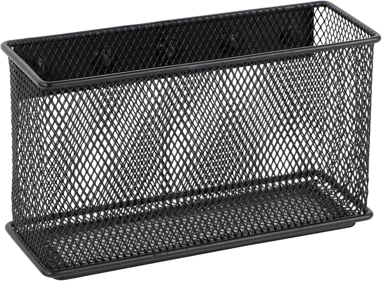 Magnetic Storage for Locker Baskets Organizer Black Magnetic Basket with 5 Strong Magnets, Magnetic Locker Organizer Holder for Whiteboard Office, 6.29'' × 2.28'' × 3.54''