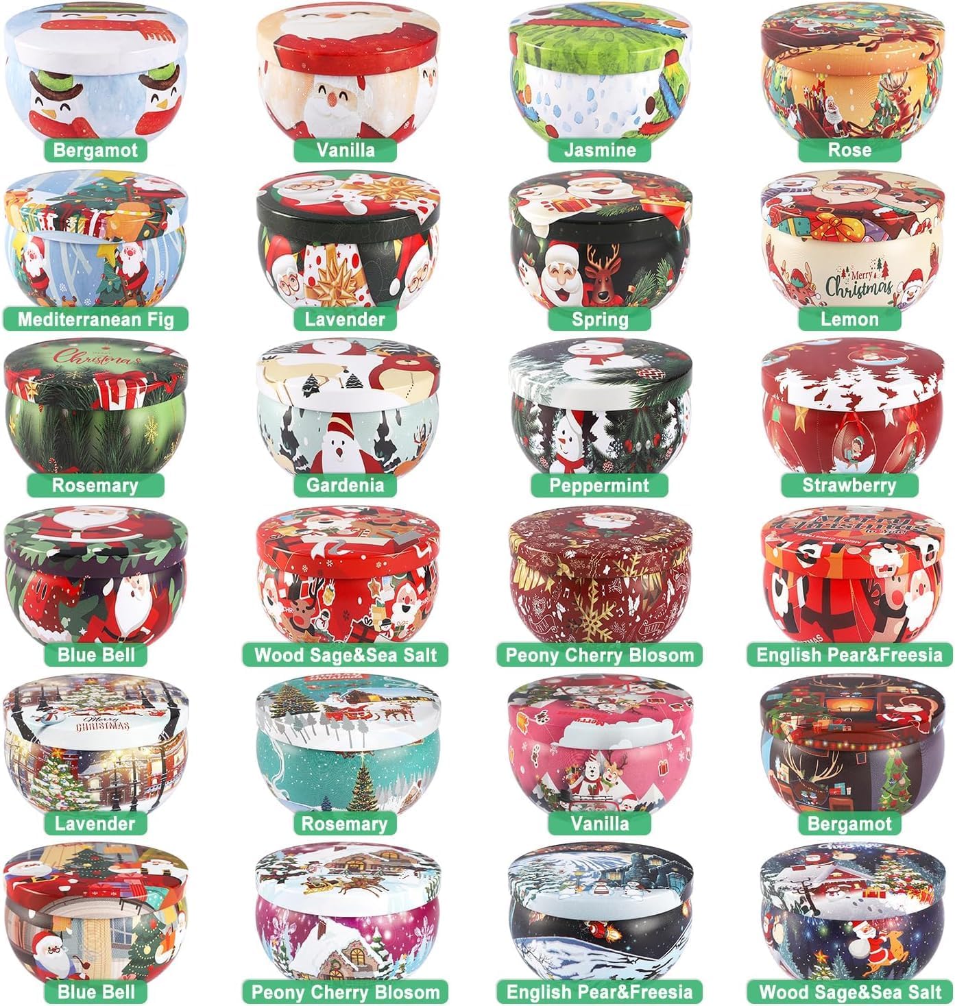 24 Pack Christmas Scented Candles Set for Home, Relaxing Stress Relief, Aromatherapy - Natural Soy Wax and Fragrance - Gifts for Women, Mom, Best Friend, Wife, Birthday