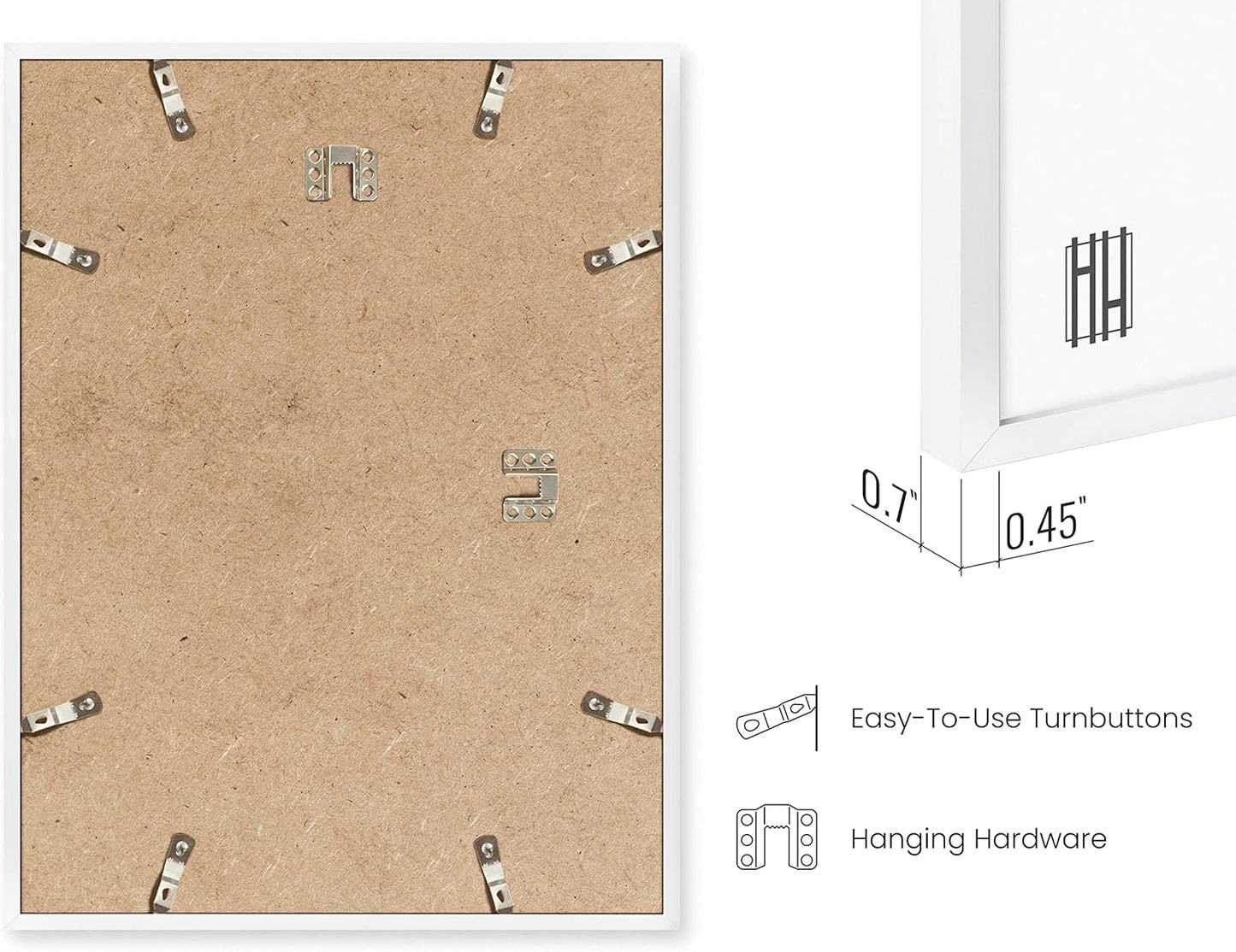 HAUS AND HUES 8.5x11 White Metal Picture Frames - Features Premium Aluminum, Shatterproof Plexiglass - Perfect for Diplomas, Documents, Certificates (8.5x11 in, White, Set of 6)