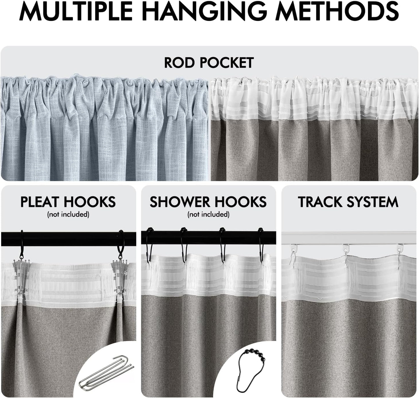 MIULEE Light Blue 100% Blackout Linen Curtains 120 Inch 2 Panels Set Double Sided No Coating Pinch Pleated Back Tab Black Out 10 FT Extra Long Thermal Insulated Bedroom Living Room Darkening Drapes