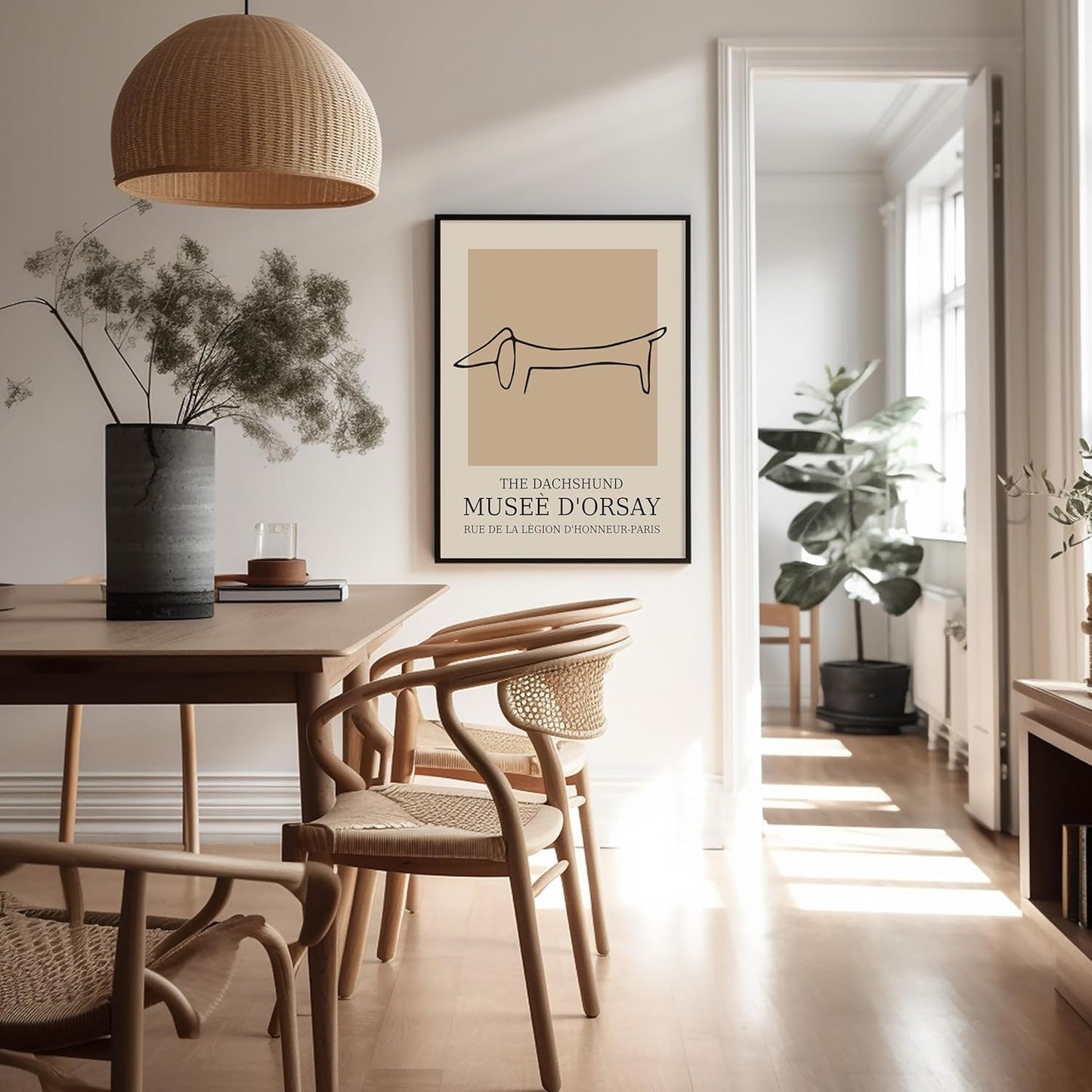 Poster Master Vintage Poster - Retro Minimalist Print - Gift for Artist, Housewarming - Dachshund Dog, Line Drawing, Abstract - Wall Decor for Living Room, Bedroom, 18x24 Unframed Wall Art