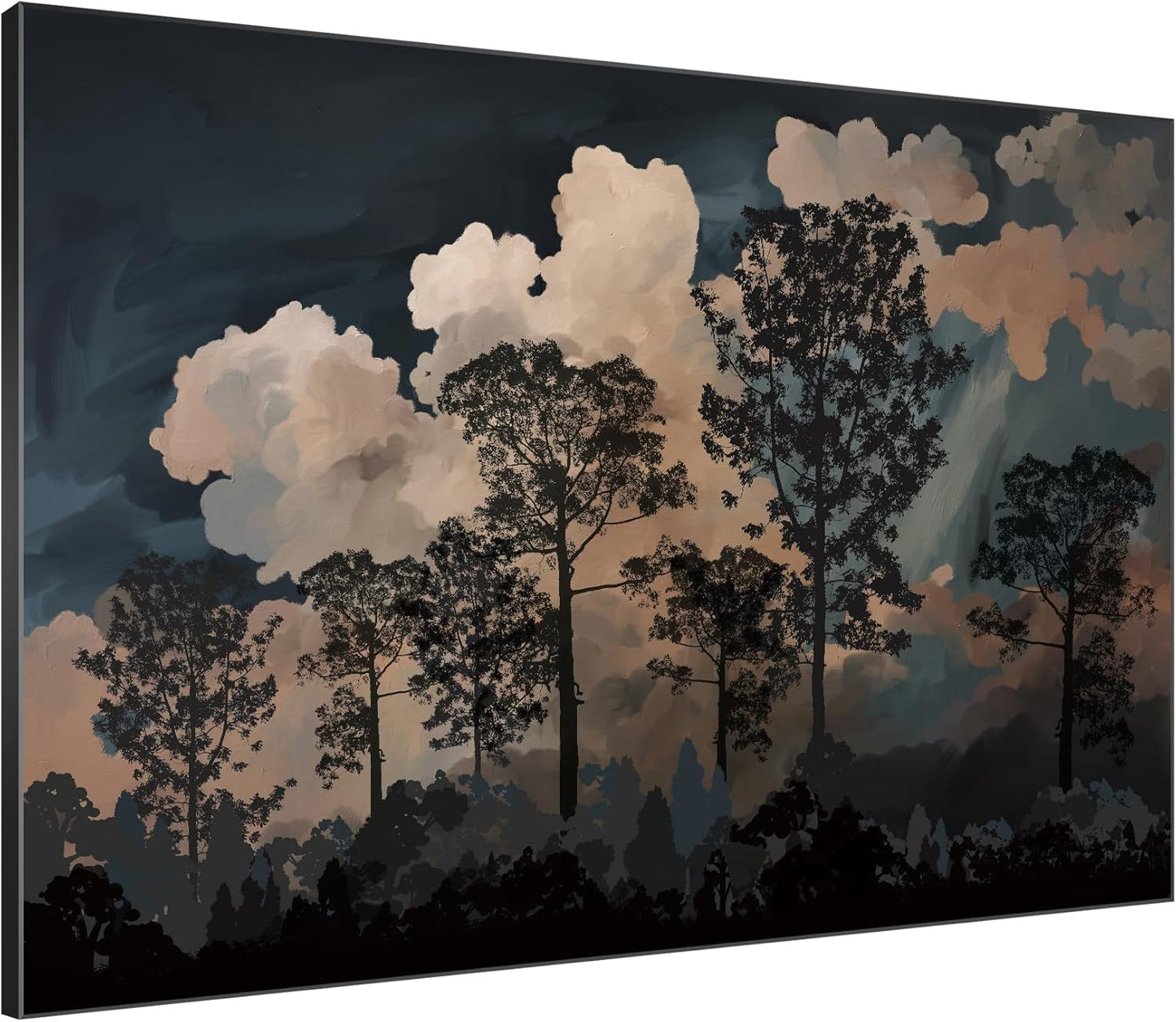 SIGNWIN 60"x72" Extra Large Framed Wall Art Silhouetted Trees at Dusk, Dramatic Forest and Cloudscape for Home Living Room Bedroom Decor (Frame Assembly Required)