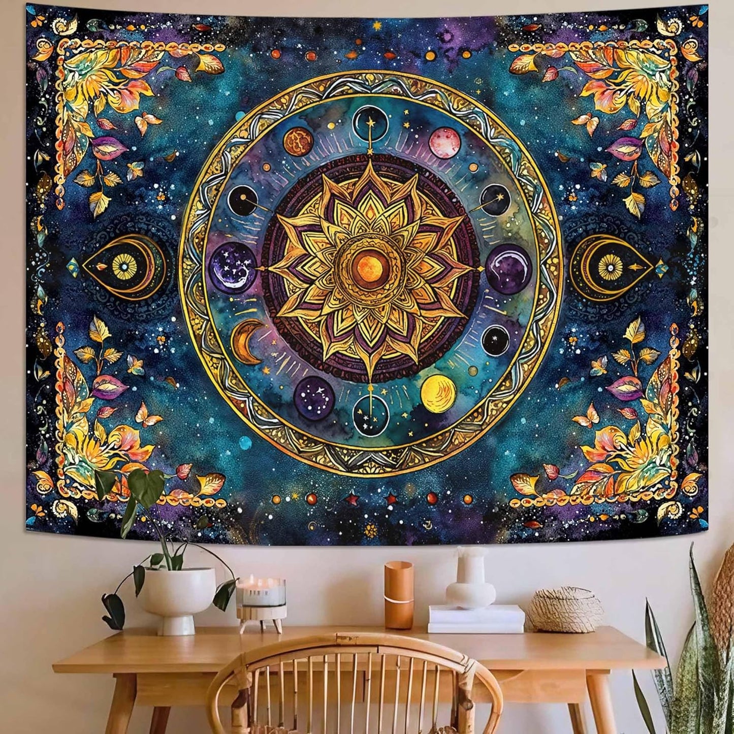 Lunerfex Mandala Solar System Tapestry Boho Tapestry for Bedroom Galaxy Tapestries Wall Hanging Living Room Wall Art and Home Decor 70x90