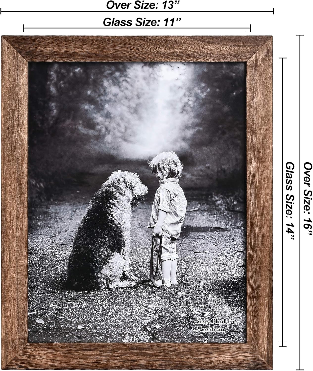 Yaetm-11x14 Picture Frame, Natural Solid Wood Photo Frame Display for Wall Mounting, High Definition Glass Carbonized Black(2 Pack)