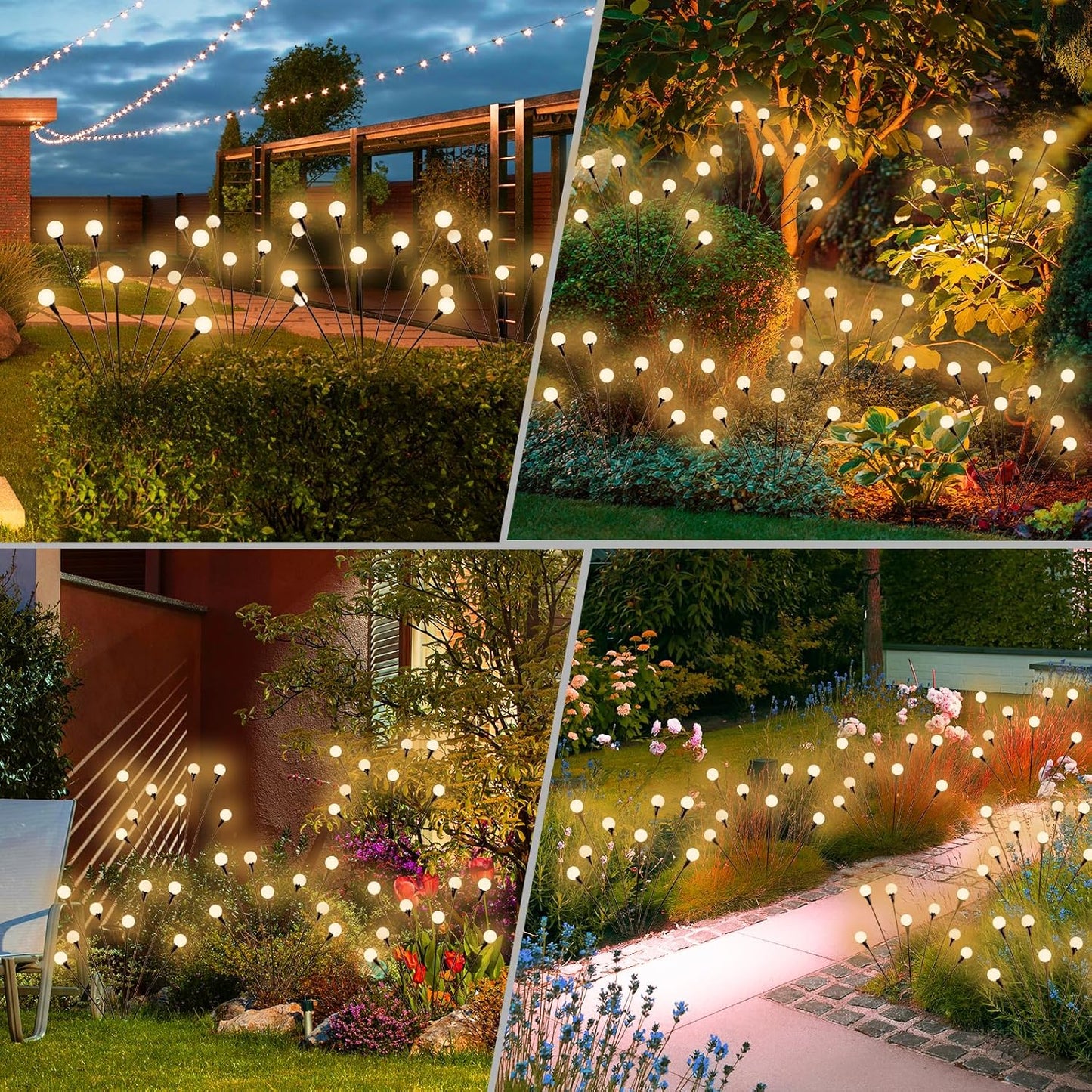 Solar Lights Outdoor Waterproof, 10 Packs 80LED, Solar Garden, Patio, Garden Decor, Patio Decor, Firefly Outdoor, Unique Gifts for Women, Gifts for Grandma