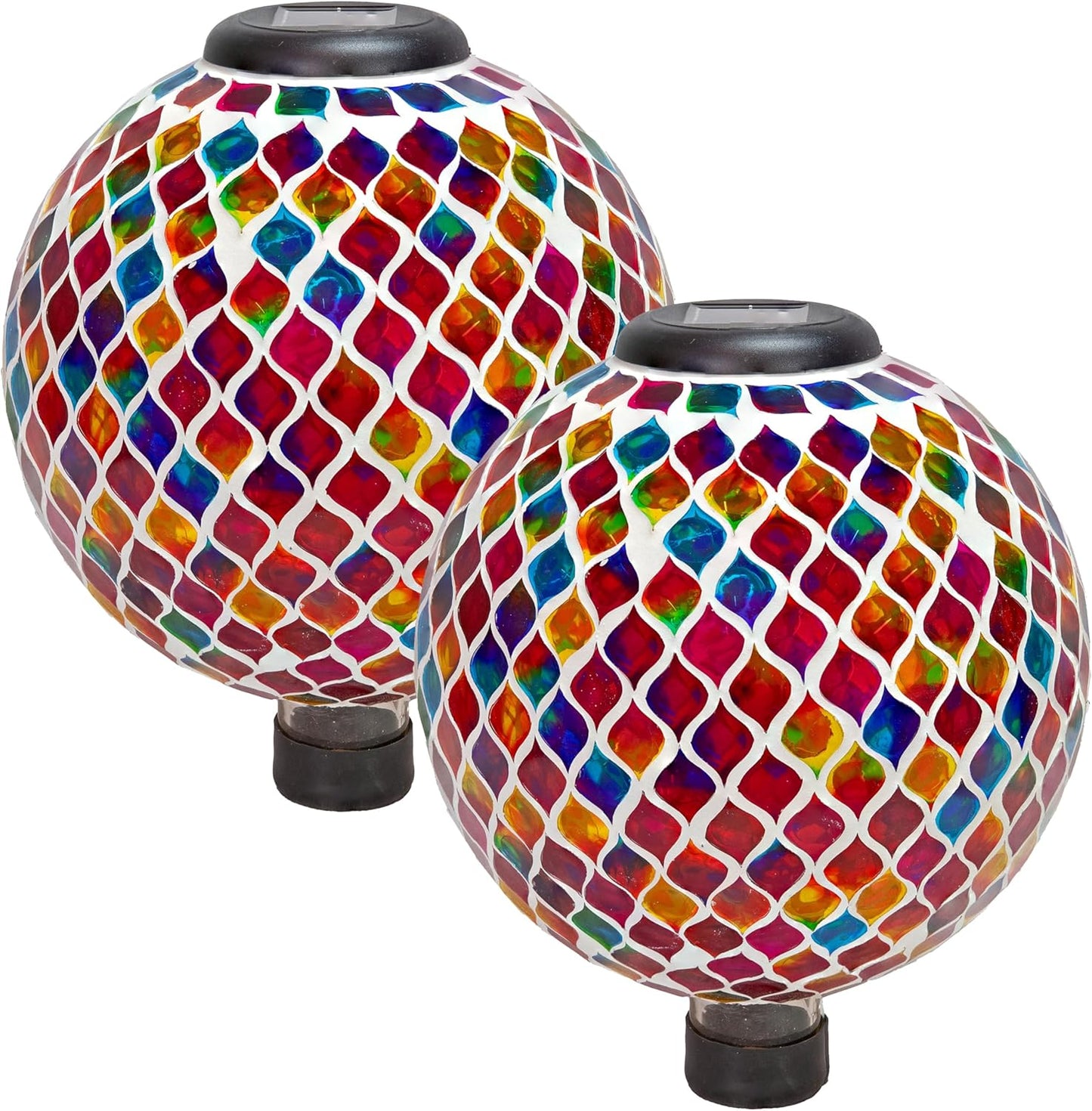 Sunnydaze 10-Inch Solar Gazing Ball for Garden - Glass Outdoor Gazing Globe - Summer Trellis - Set of 2