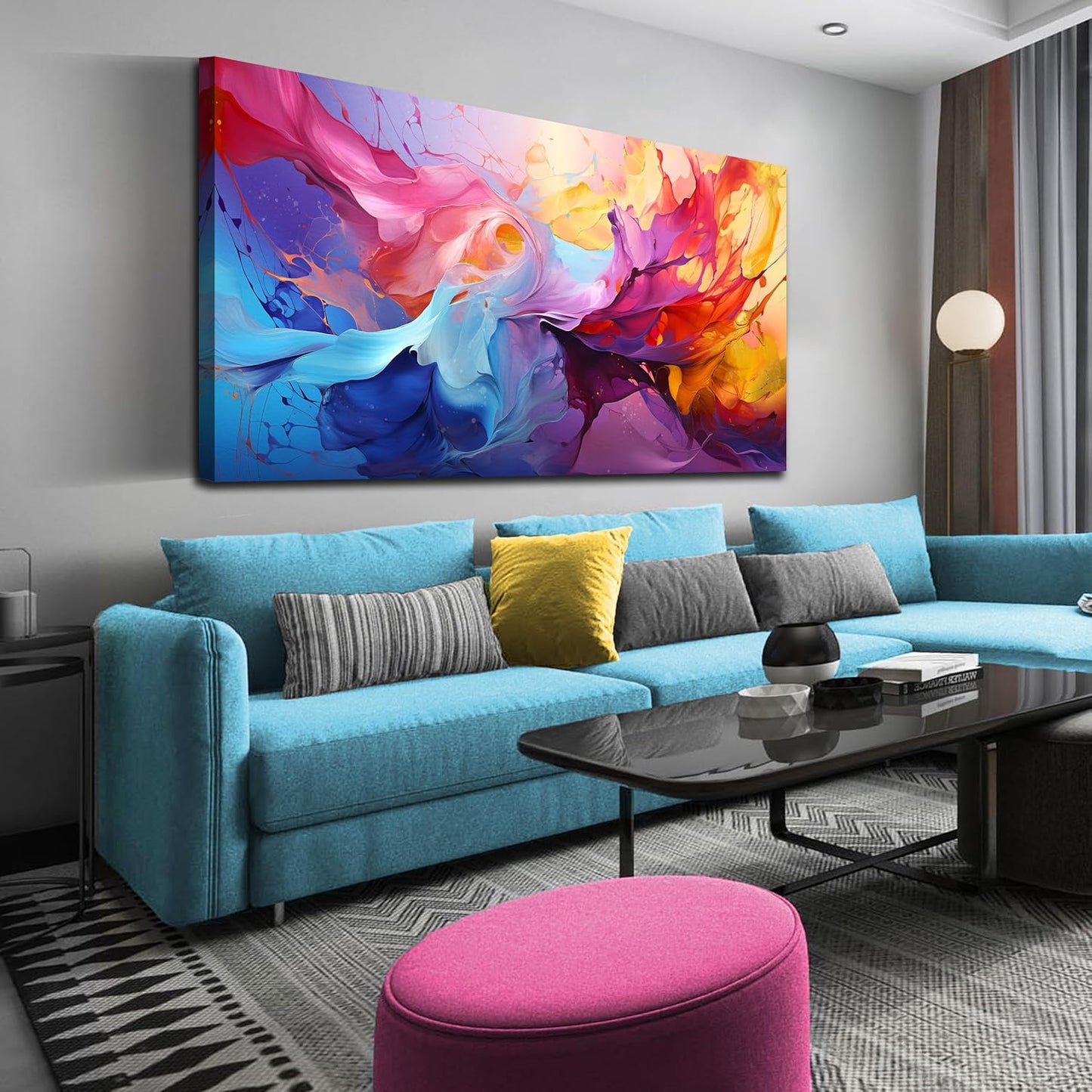 GUGIKA Abstract Wall Art for Living Room, Colorful Canvas Wall-Art for Bedroom, Print, 29x59 Inches