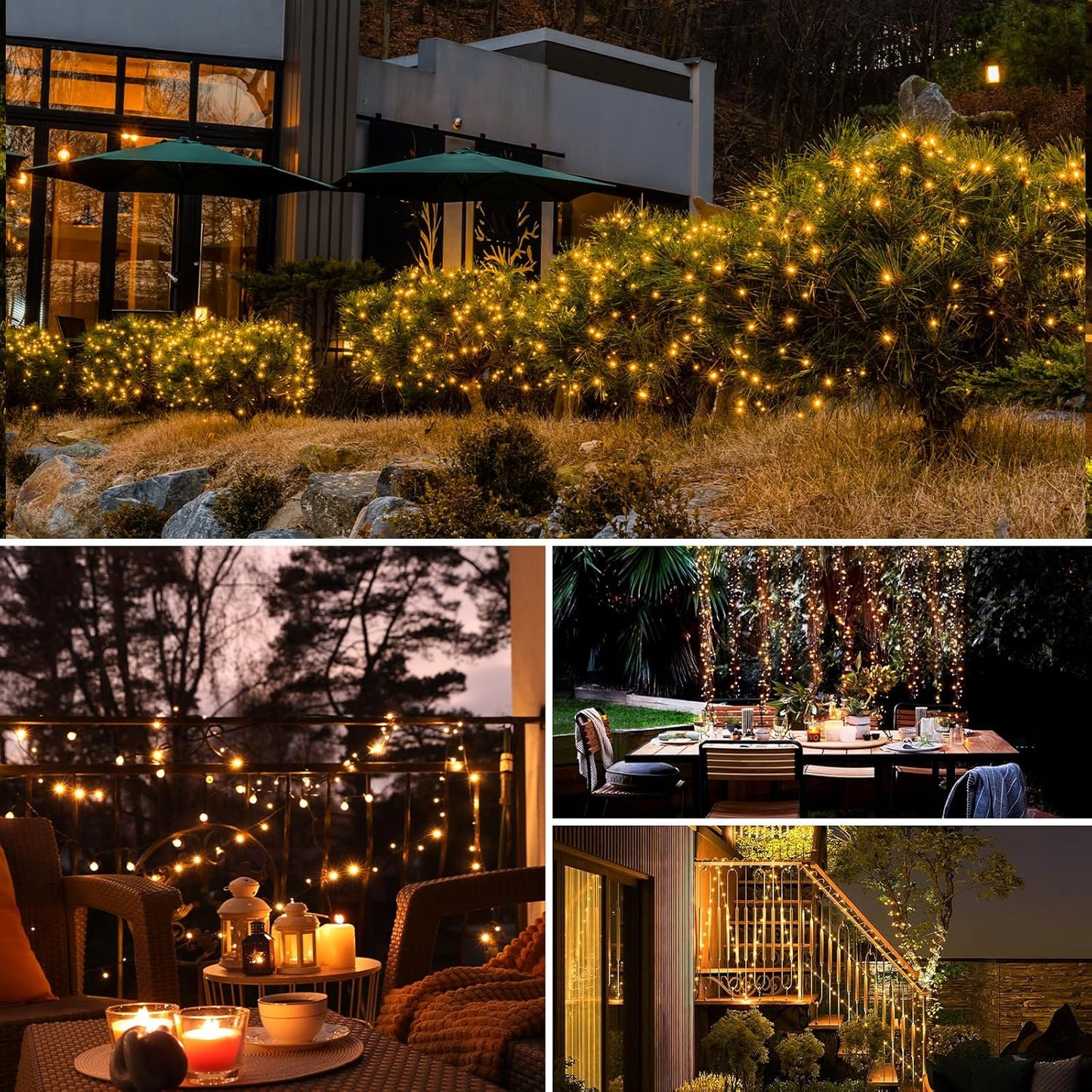 btfarm Solar String Lights for Outside - 80LED 33FT Solar Fairy Lights Outdoor Waterproof 8 Modes, Copper Wire Solar Powered Twinkle Lights for Tree Garden Christmas Wedding Party Decor, Warm White