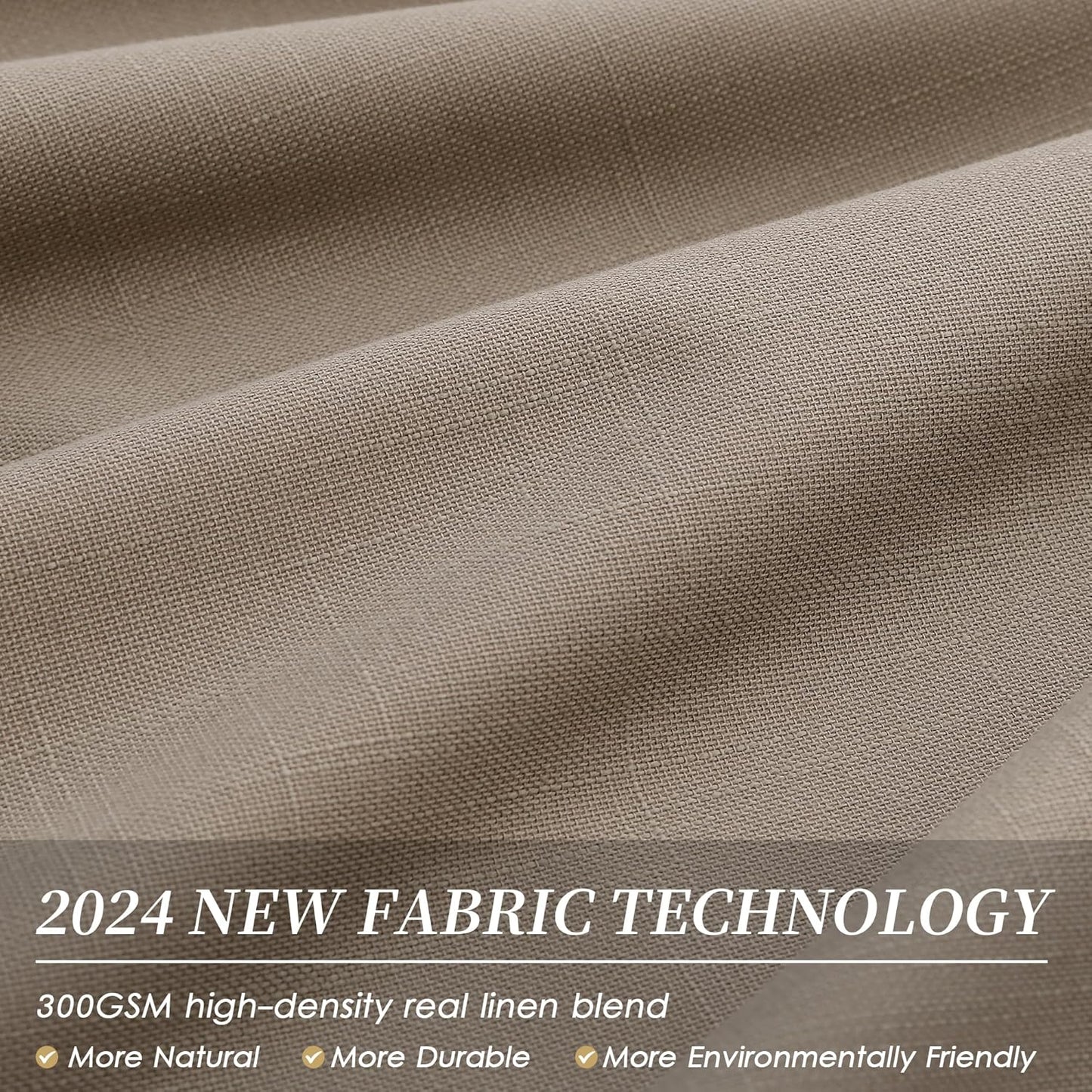BOODII Linen Blackout Curtains for Bedroom 72 Inch Length 2 Panels Set Room Darkening Curtains Light Brown Black Out Curtain Neutral Thermal Insulated Living Room Nursery Drapes Back Tab 52x72