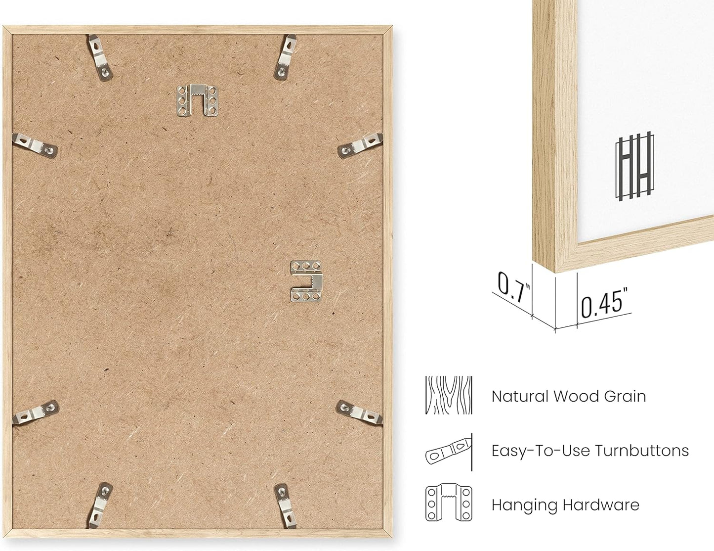 HAUS AND HUES Set of 4 Wooden Frames - 9x12 Picture Frames, Natural Wood, Beige Oak