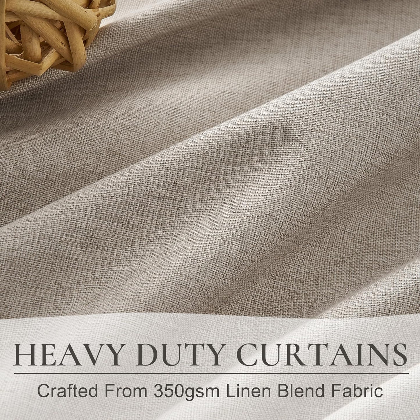 Grey Beige Taupe Viral Curtains with French Pinch Pleat Clips& White Backing, Thermal Living Room/Bedroom Linen Blackout Curtain 96 Inches Long 2 Panels Set Window Boho Summer Drapes (40"Wx96"L)