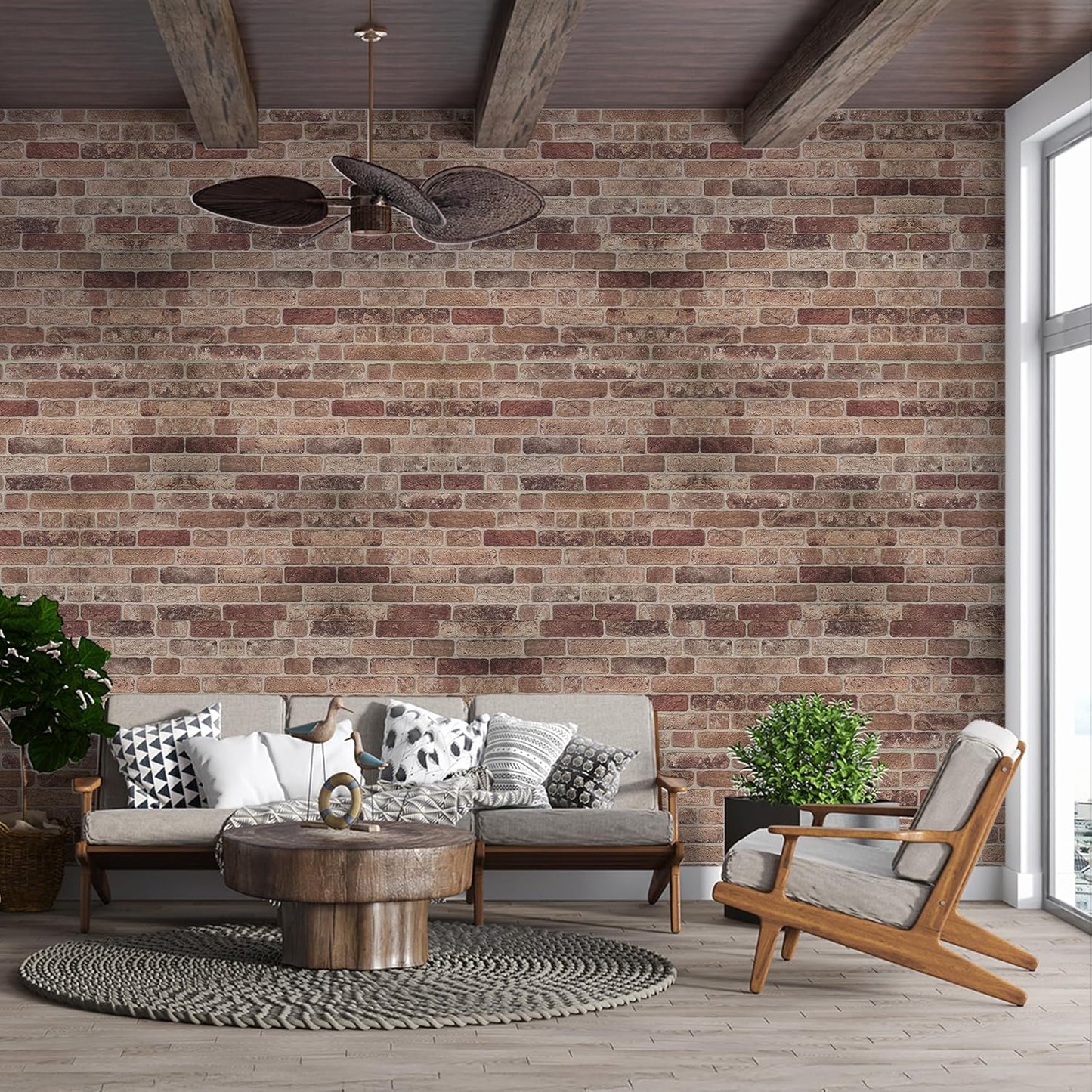 ZODEKOR 3D Wall Panels Brick Effect - Cladding, Stone Look, Styrofoam Facing for Living Room, Kitchen, Bathroom, Balcony, Bedroom, Back of Counter | Farmhouse Style (3 x Panels) - Covers 53 sq ft