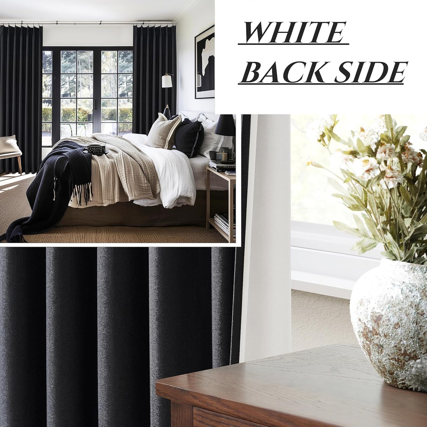 Blackout Curtains 84 Inches Long, Complete Black Out Curtains for Bedroom/Sliding Glass Door 7ft Length 2 Panels Luxury Heavy Duty Pinch Pleated Linen Window Drapes Thermal Insulated (40"x84" Hook)