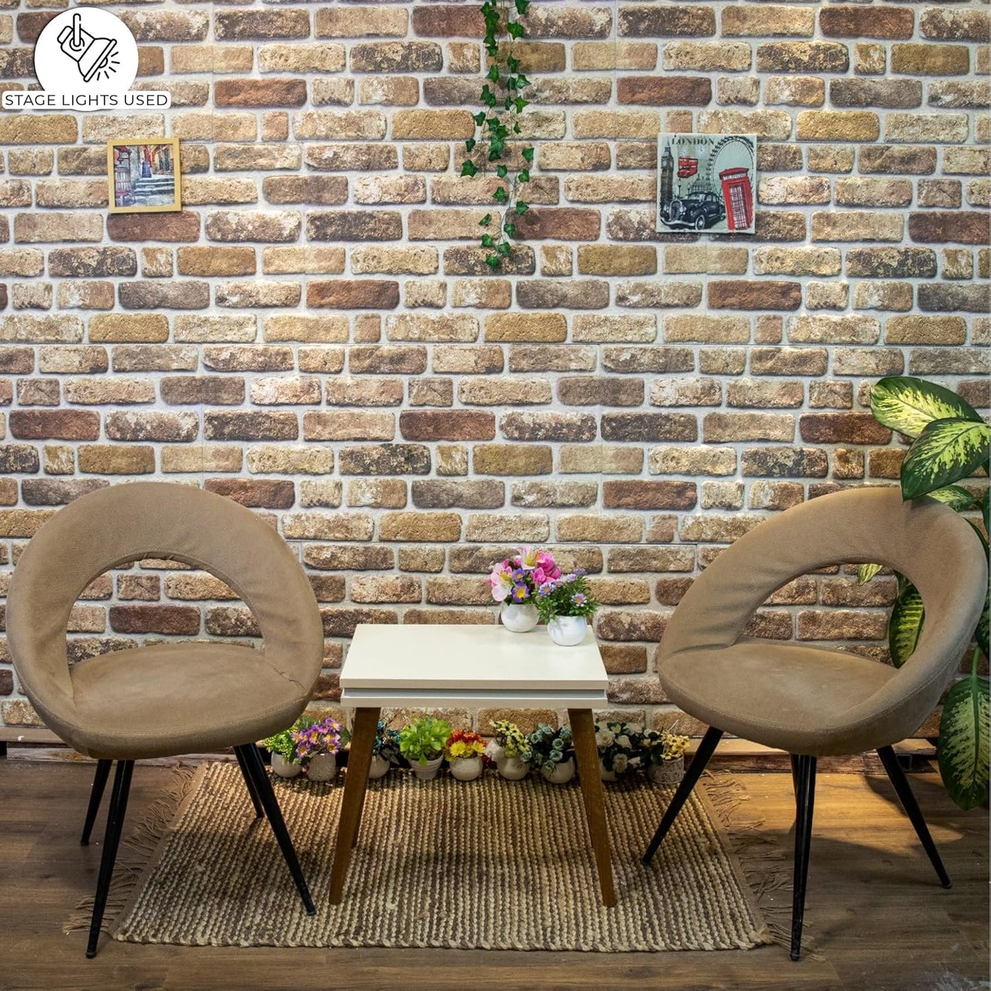 Dundee Deco 3D Wall Panels Faux Brick - Cladding Light Brown Stone Look Wall Paneling, Styrofoam, Sample, Size 10 x 10 in.