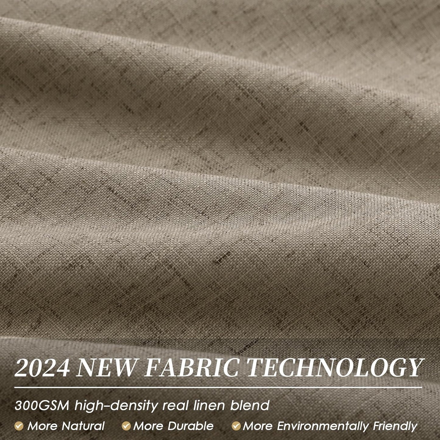 BOODII 63 Inch Blackout Curtains Linen Black Out Curtains for Bedroom 2 Panels Set Neutral Room Darkening Curtain Matcha Brown Thermal Insulated Curtain for Nursery Window Drapes Back Tab 52x63