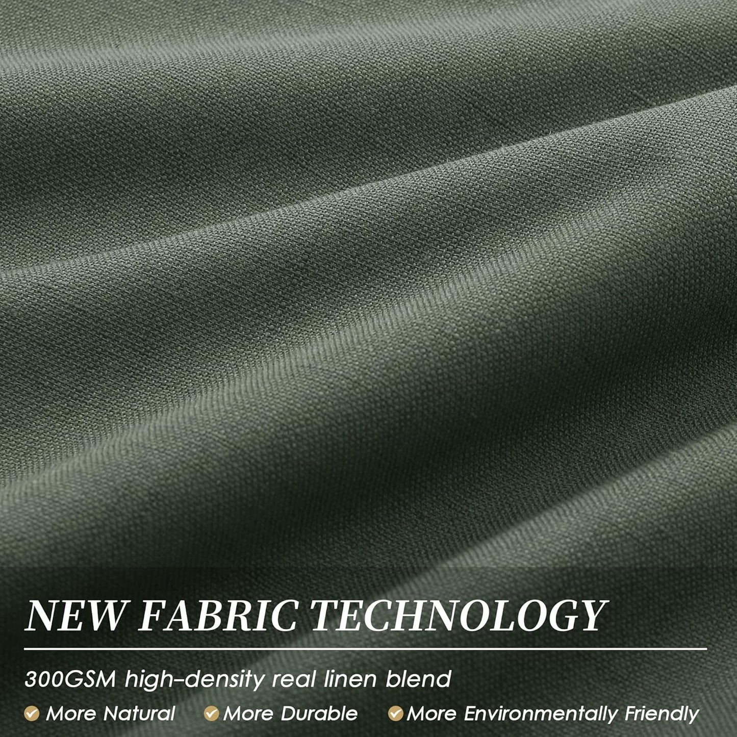 BOODII Linen Blackout Curtains for Bedroom 72 Inch Length 2 Panels Set Room Darkening Curtains Olive Green Black Out Curtain Elegant Thermal Insulated Living Room Window Drapes Back Tab Loden 52x72
