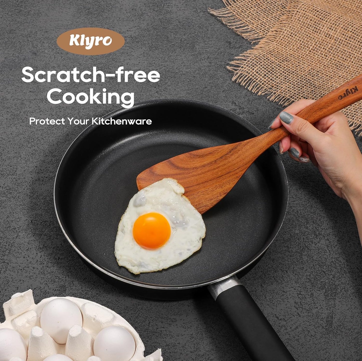Teak Wooden Cooking Utensils Set, 10 Piece Premium Kitchen Cookware, Non-Scratch Wooden Spoons for Cooking, Perfect for Cooking and Serving