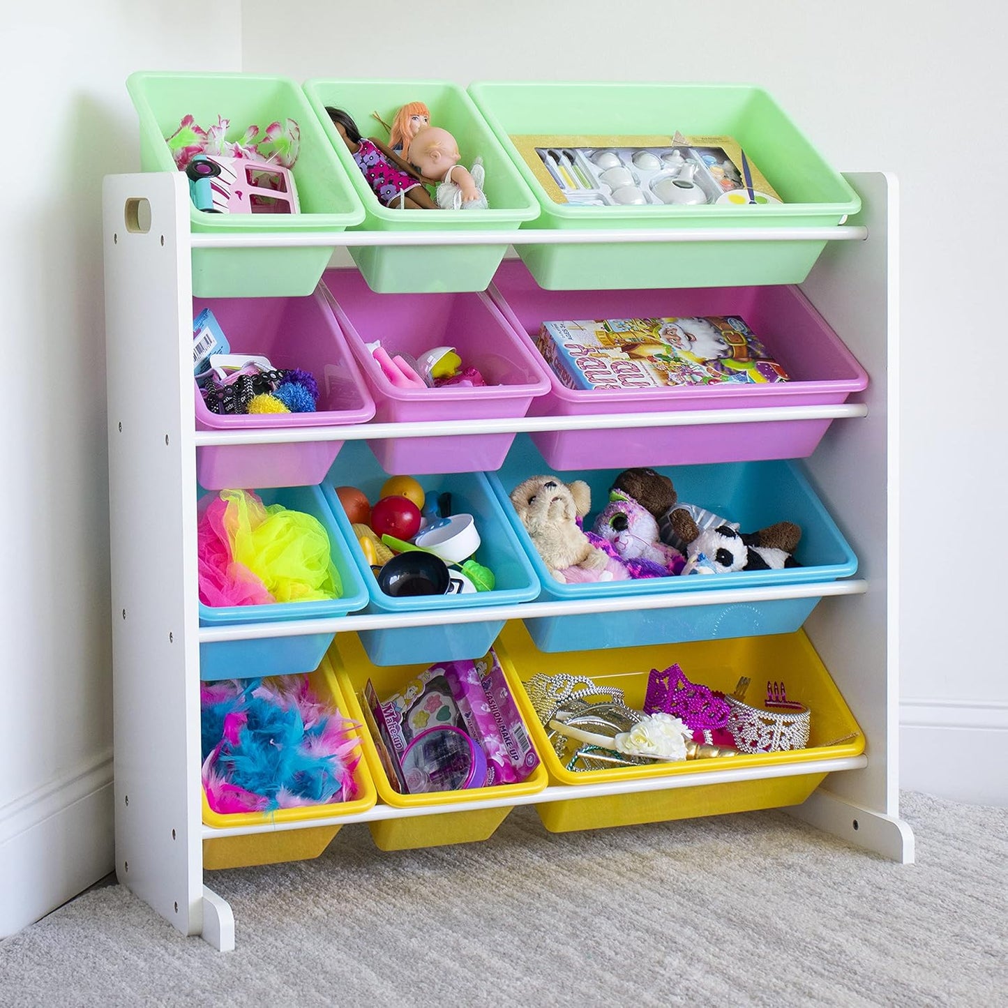 Humble Crew Kids' Toy Storage Organizer, White/Pastel (WO560P)