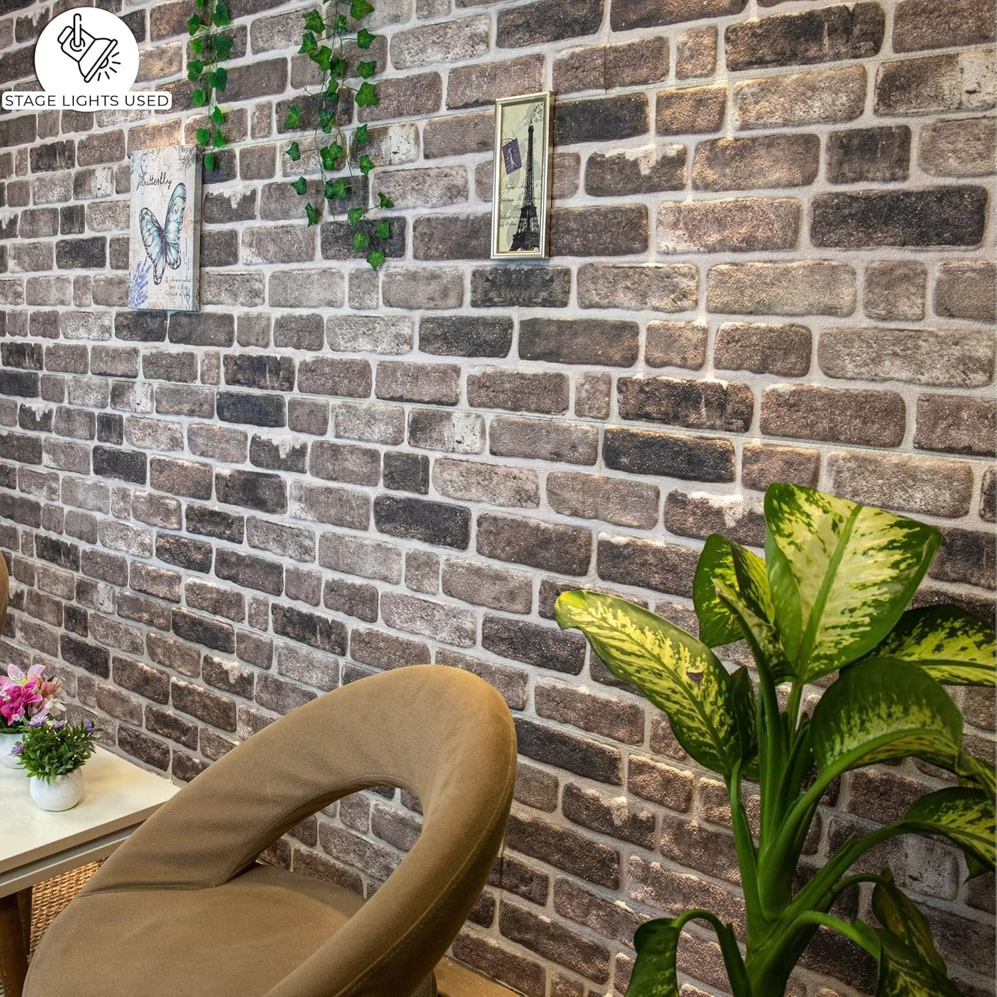 Dundee Deco 3D Wall Panels Faux Brick - Cladding, Grey Black Stone Look Wall Paneling, Styrofoam Facing for Living Room, Kitchen, Bathroom, Balcony, Bedroom, Set of 10, Covers 53 sq ft