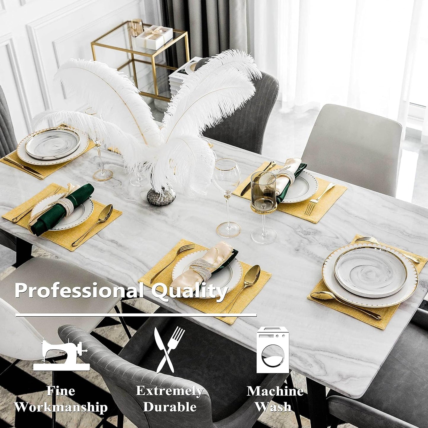 Home Brilliant Dining Placemats Set of 6 Heat Resistant Dining Table Place Mats for Kitchen Table for Placemats Decoration for Dinner Summer Fall Decor, 13 x 19 inches, Yellow