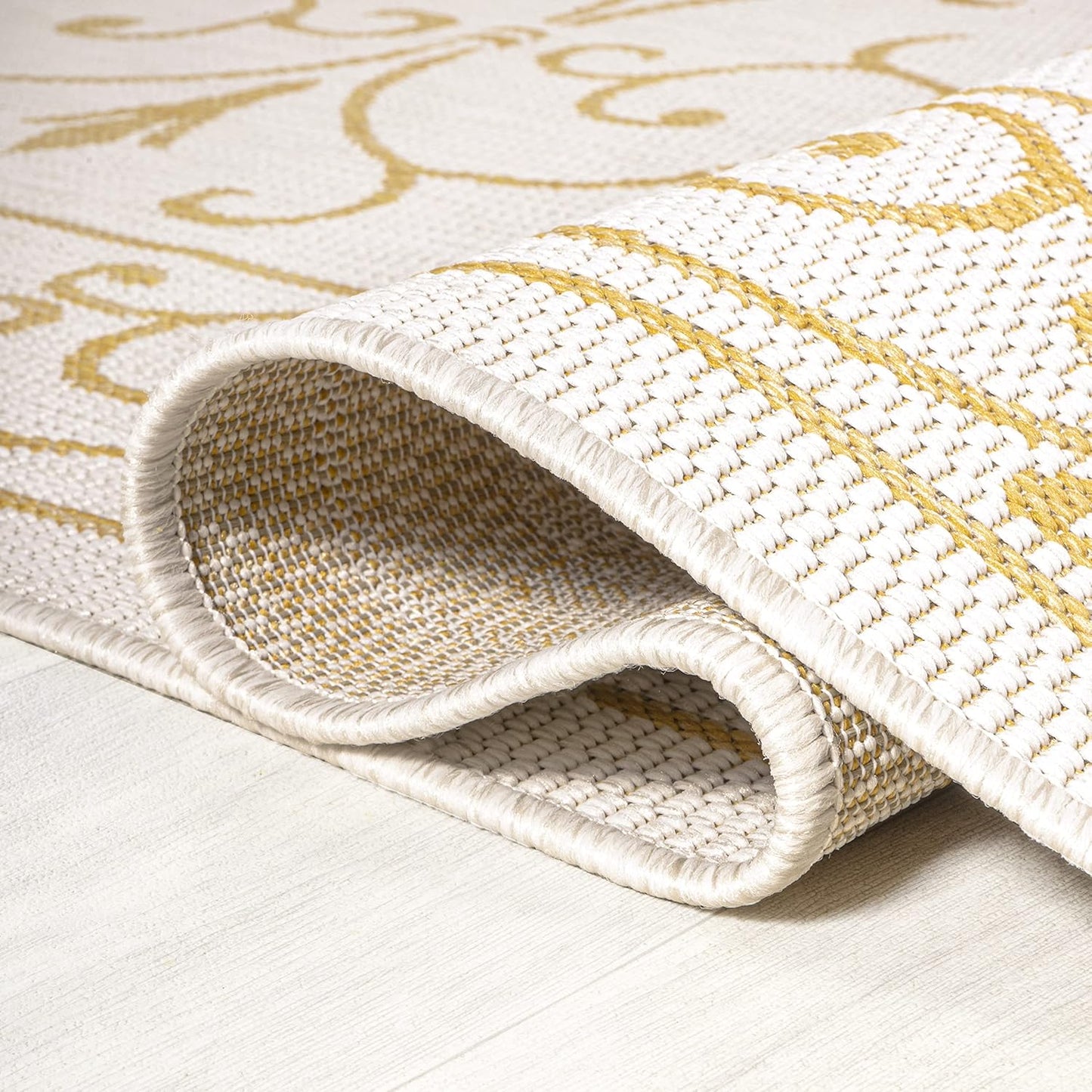 JONATHAN Y Vintage Filigree Indoor Outdoor Area Rug 9X12 Cream/Yellow, Charleston Textured Weave for Backyard, Patio, Porch, Easy-Cleaning, High Traffic, Pet-Friendly, Non-Shedding (SMB106M-9)