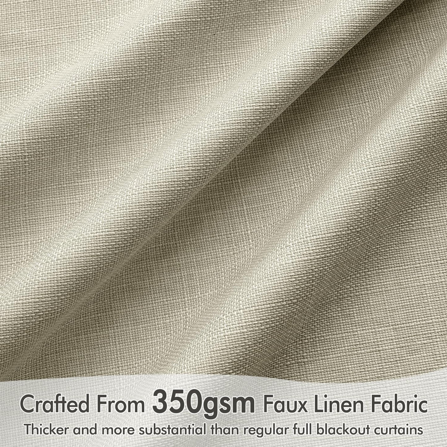 MIULEE 100% Blackout Curtains 108 Inch Long 2 Panels Set for Bedroom, Thick Luxury Faux Linen Black Out Curtain Room Darkening Back Tab Pleat Window Textured Drapes with Hooks for Living Room, Oatmeal