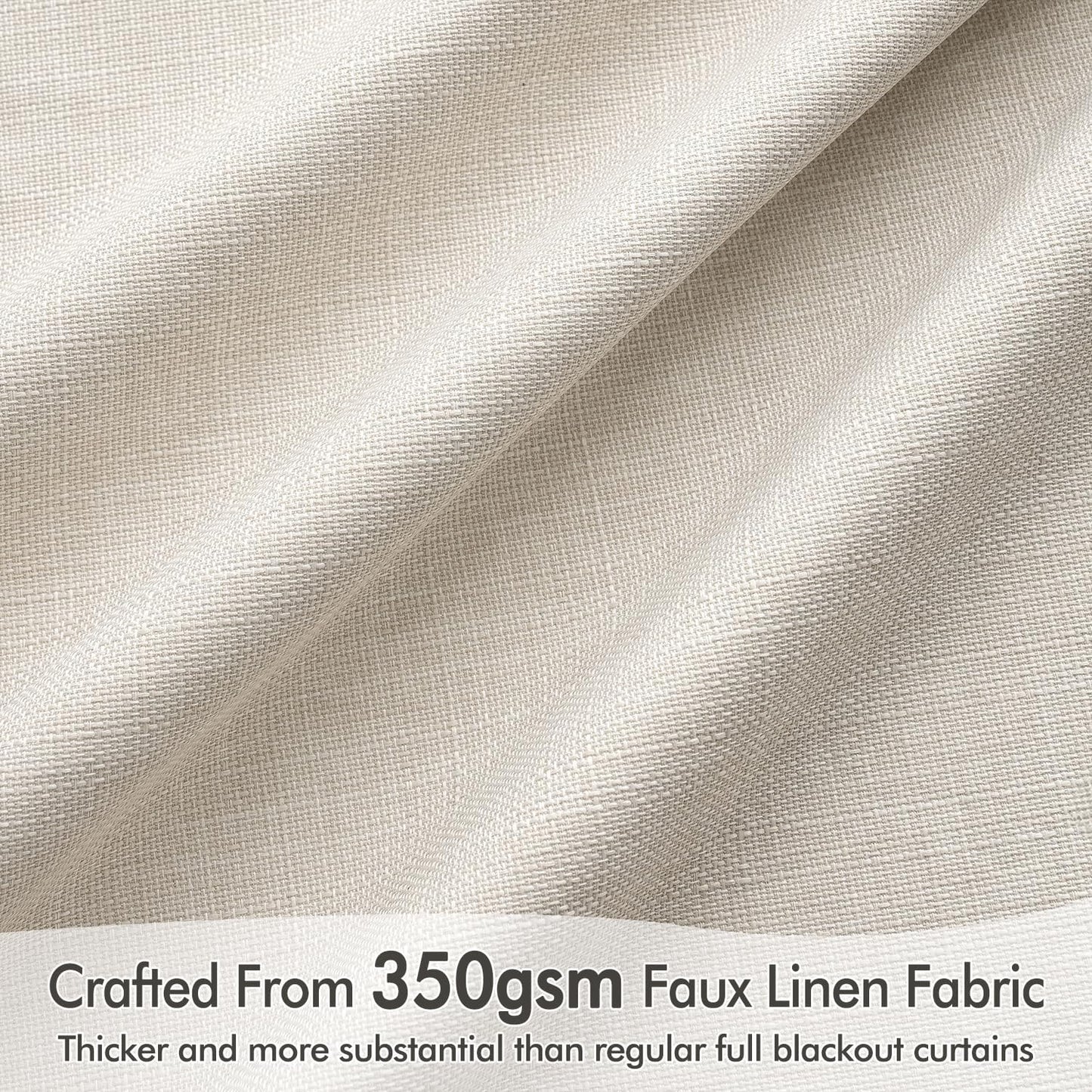 MIULEE 100% Blackout Curtains 92 Inch Long 2 Panels Set for Bedroom, Thick Luxury Faux Linen Black Out Curtain Room Darkening Back Tab Pleat Window Textured Drapes with Hooks for Living Room, Birch