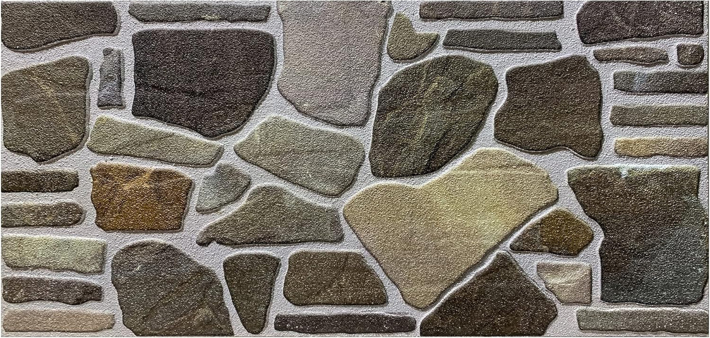 Dundee Deco 3D Wall Panels - Cladding, Charcoal Green Beige Stone Look Wall Paneling, Styrofoam Facing for Interior and Exterior Applications, DIY, Set of 10, Covers 54 sq ft