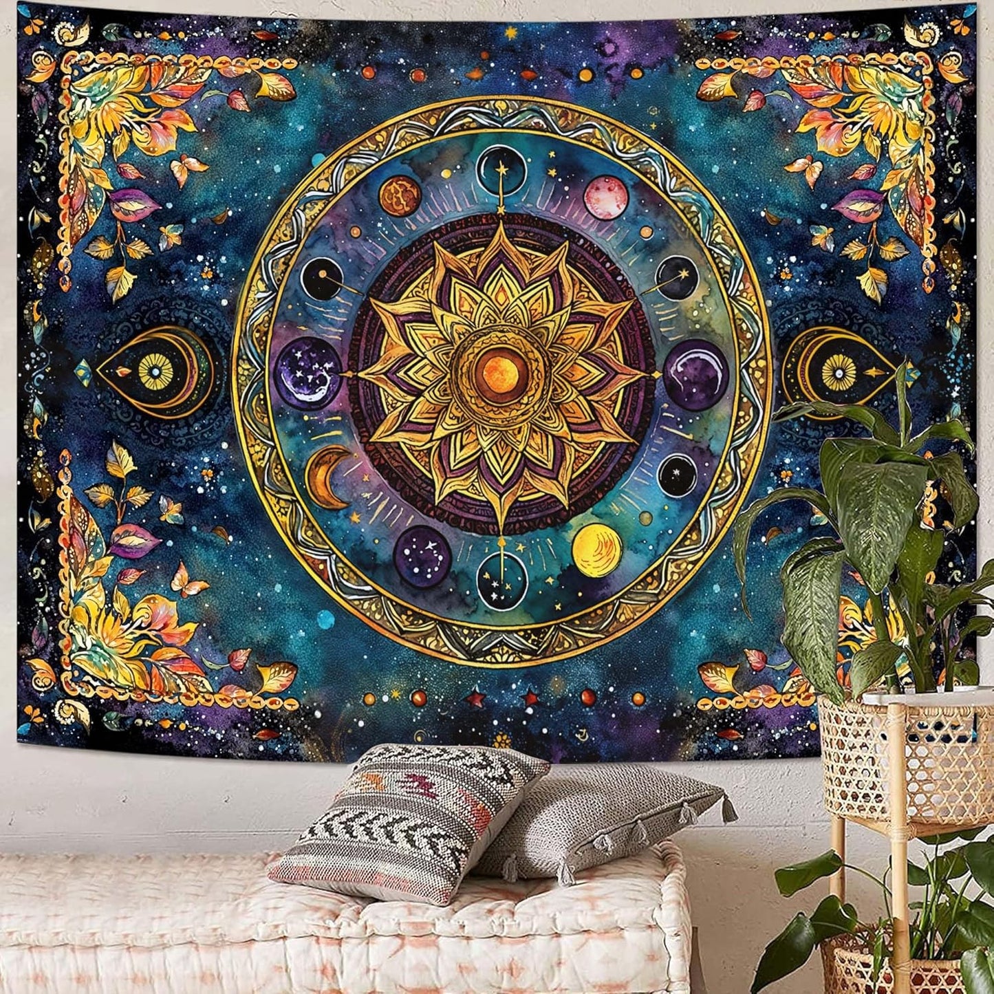 Lunerfex Mandala Solar System Tapestry Boho Tapestry for Bedroom Galaxy Tapestries Wall Hanging Living Room Wall Art and Home Decor 70x90