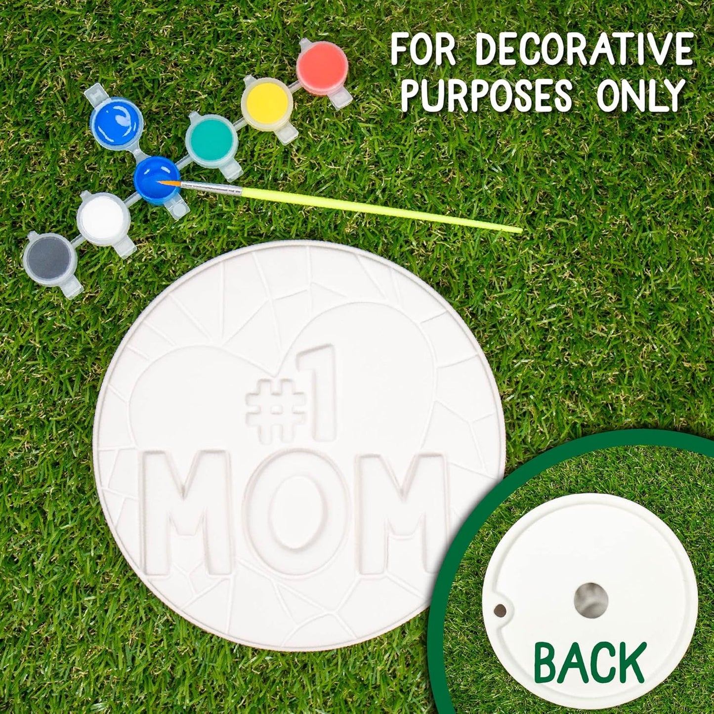 Creative Roots Paint Your Own #1 MOM Stepping Stone, Craft Kits for Kids, Ceramics to Paint, Ages 6+