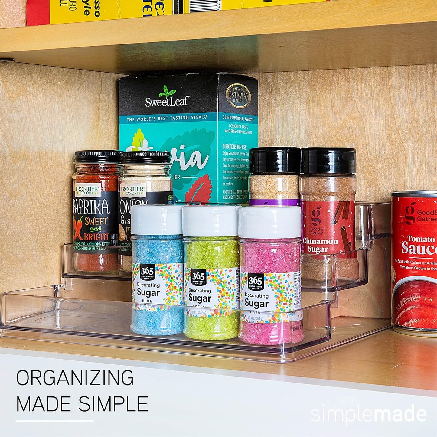 SIMPLEMADE 3-Tier Spice Rack Organizer - Versatile Storage Shelf for Kitchen, Bathroom, Bedroom & Office, Set of 2, Clear