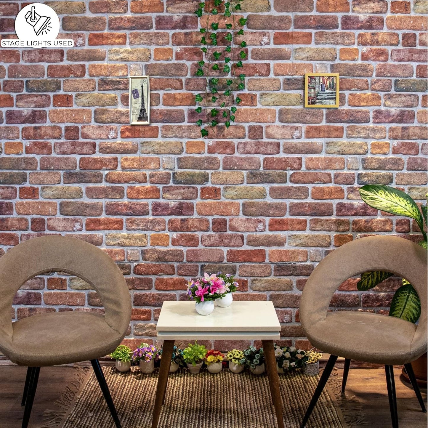 Dundee Deco 3D Wall Panels Faux Brick - Cladding, Brown Beige Stone Look Wall Paneling, Styrofoam Facing for Living Room, Kitchen, Bathroom, Balcony, Bedroom, Set of 10, Covers 53 sq ft