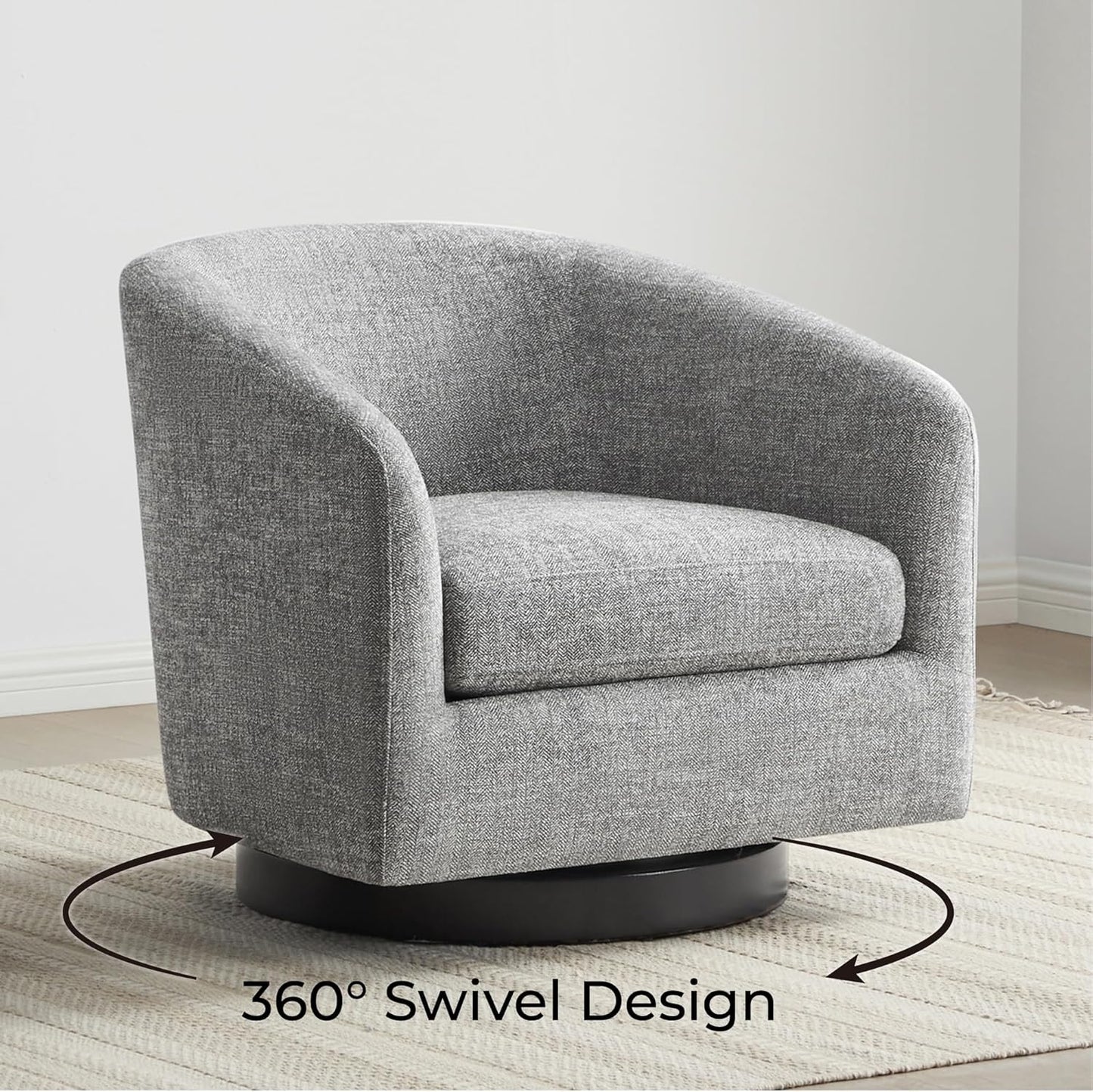 CHITA Swivel Accent Chair, FSC Certified Upholstered Fabric Barrel Chair for Living Room Set of 2, Fully Assembled, Pebble Grey