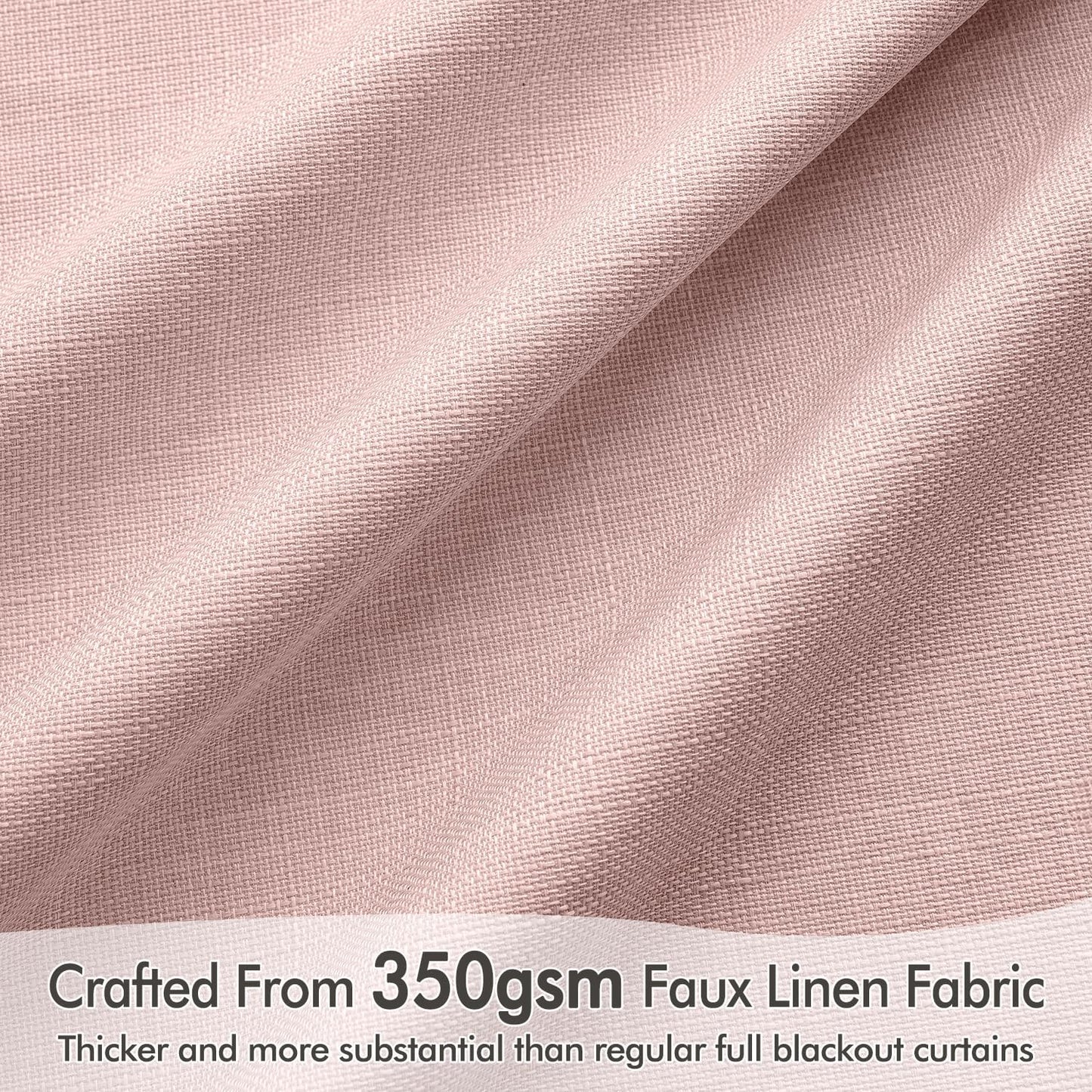 MIULEE 100% Blackout Curtains 102 Inch Long 2 Panels for Bedroom, Thick Luxury Faux Linen Black Out Curtain Room Darkening Back Tab Pleat Window Textured Drapes with Hooks for Living Room, Baby Pink