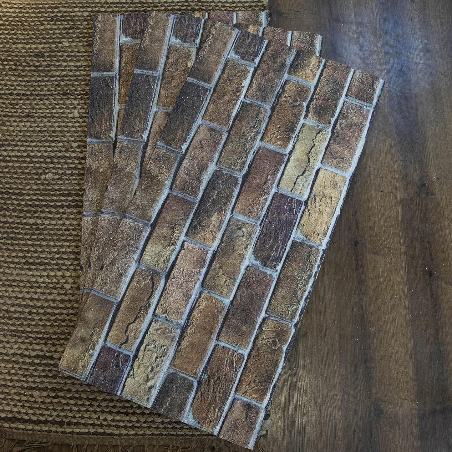 Dundee Deco 3D Wall Panels Faux Brick - Cladding, Brown Beige Stone Look Wall Paneling, Styrofoam Facing for Living Room, Kitchen, Bathroom, Balcony, Bedroom, Sample, Size 10 x 10 in.