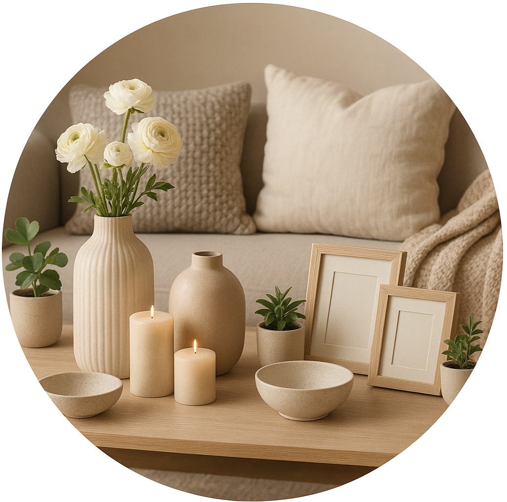 circle photo of home decors, make it a real photo